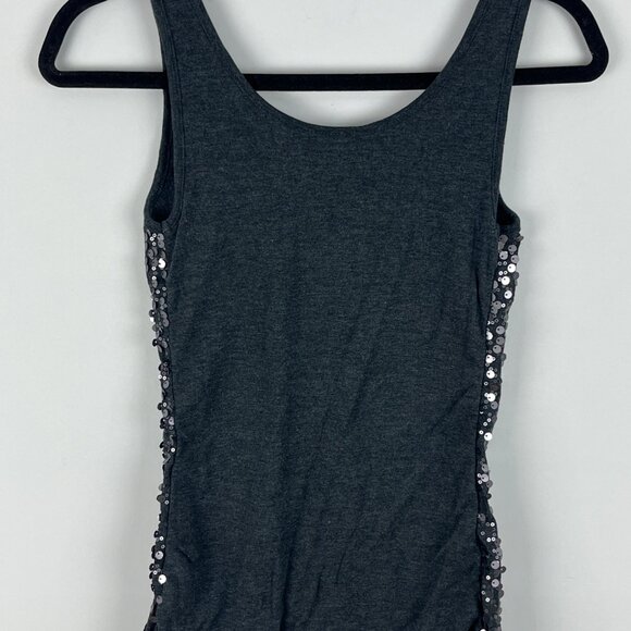 Old Navy Top Blouse Camisole Size S Gray Scoop Neck Sleeveless Stretch Sequin - Picture 6 of 9